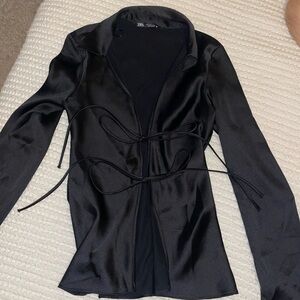 Zara Open Front Double Tie Top